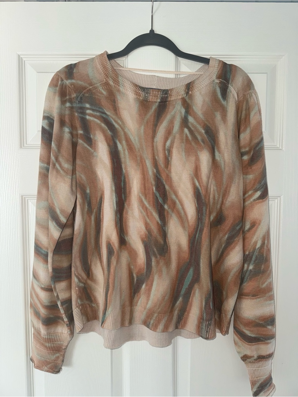 Democracy Abstract Tie-Dye Crewneck Sweatshirt in Brown and Blue - Picture 2 of 5